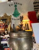 Large Hand Hammered Footed Brass Planter Bucket