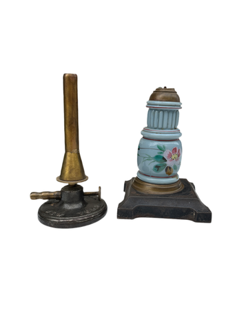 Pair of Brass Oil Lamps, Eimer and Amend