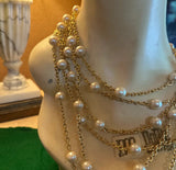 Faux Pearl and Multiple Chain Fun Necklace