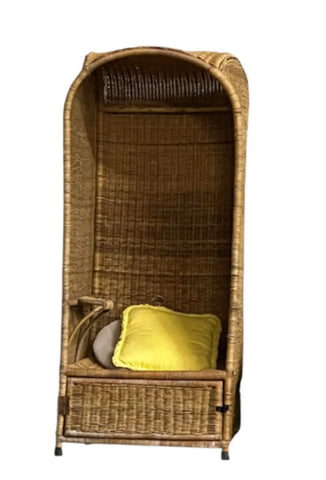 Tall Wicker Porter Chair With Compartment