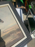 Framed Black Horse on Mountain Top Print on Canvas, Signed by the Artist