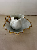 Ceramic Creamer Cup and Saucer With Gold Lining