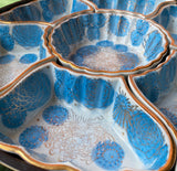 1970s Blue Flowers Serving Dish