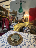 1970s Brass Edged Petite Mirror With Reticulated Frame