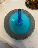 Art Deco 1930s Blue Glass Serving Tray
