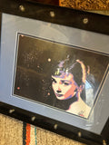Abstract Colorful Audrey Hepburn Print in Light Bulb Black Frame