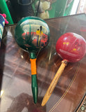 Pair of Hand Painted Wooden Maracas