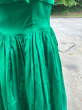 50's Emerald Green Vintage Dress With a Bow- Size Xs