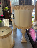 Vintage Detailed White Marble Table Lamp With Lampshade
