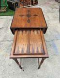 Pair of Wooden Carved Nesting Game Tables With Flip-Up Sides