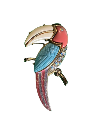 Vintage Colorful Bird Brooch Pin
