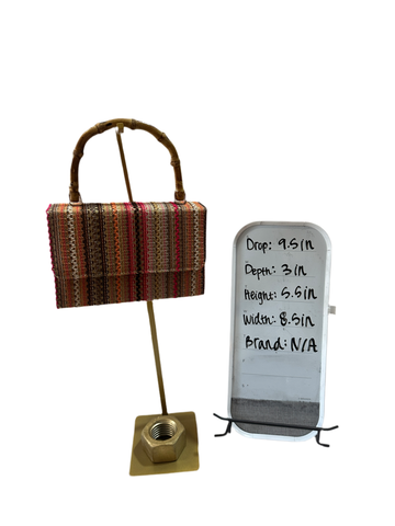 Small Colorful Boho Hand Bag With Bamboo Handle
