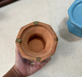 Pair of Blue Ceramic Candle Holders