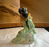 Small Detailed Ceramic Asian Figurine With Gold Accents