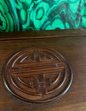 Vintage Asian Style Wooden Green Velvet Lined Jewelry Box With Latch