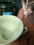 Green Ceramic Mixing Bowl With Handle and Pouring Spout