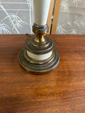Vintage Brass and White Acanthus Table Lamp with Shade and Pineapple Details