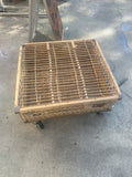 Vintage Wicker Square Rolling Coffee Table