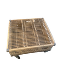 Vintage Wicker Square Rolling Coffee Table