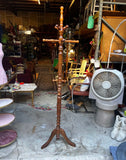 1970s Tall Vintage Hand Carved Wooden Coat Rack
