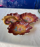 Burnt Orange Ruffled Trio Ceramic Plate Catchall