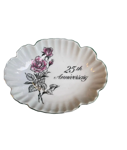 Petite Ceramic 25th Wedding Anniversary Dish