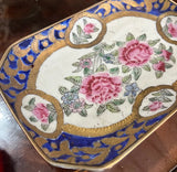 Detailed Floral Vintage Ceramic Petite Tray With Gold Accents
