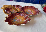 Burnt Orange Ruffled Trio Ceramic Plate Catchall