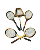 Collection of Vintage Wilson Tennis Rackets and Guard: Miss Chris, T-Flight, Advantage