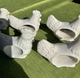 Collection of White Ceramic Chicken Napkin Rings- Set of 6