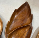 Trio of Wooden Hand Carved Leaf Catchalls
