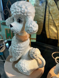 1960s Mid-Century Modern Pink Ceramic Poodle Table Lamps - Pair