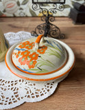 Pair of Vintage Floral Hand Painted Dishes, Vase and Bowl With Lid