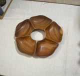 Collection of Wooden Carved Bowls in a Flower Style
