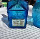 Trio of Blue Glass Jars and Bottles