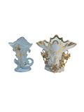 Pair of Gold and White Ceramic Vases
