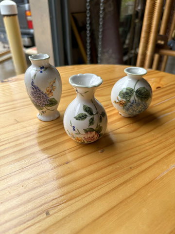 Collection of Small Ceramic Floral Vases- Set of 3