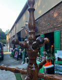 1970s Tall Vintage Hand Carved Wooden Coat Rack