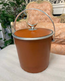 Burnt Orange Colored Ice Bucket With Silver Accents