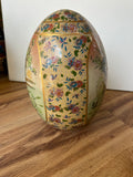Asian Oversized Ceramic Hand Painted Egg- Condition Issues