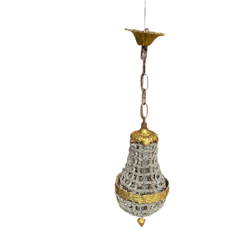 Single Gold and Crystal Pendant Light