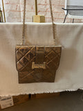 Gold Flat Mellow World Crossbody Purse With Buckle