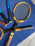 Collection of Vintage Wilson Tennis Rackets With Blue Accents