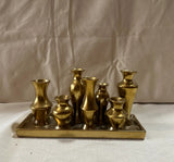 Gold Candleholders on Attached Tray