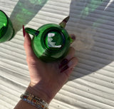 Emerald Green Glass Pair of Mugs for Punch or Coffee