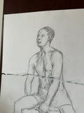 Vintage Ripped Expressionism Drawing of a Male Model