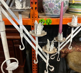 Tall Vintage White Metal Standing Candelabra