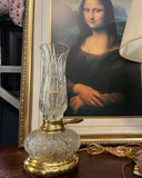Crystal and Gold Table Lamp, Oil Lamp Style
