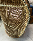 Petite Vintage Wicker Peacock Chair and Cushion