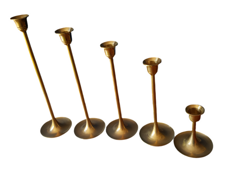 Vintage Brass Candlesticks - Set of 5 - FREE SHIPPING!